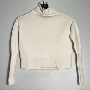 ARITZIA WILFRED Women's Cropped MockTurtleneck 100% Wool Sweater Ivory Size XXS